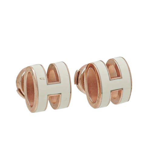 hermes pop h earrings white|Hermes gold mini pop h earrings.